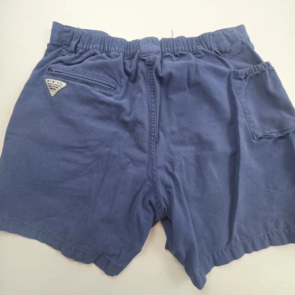 Columbia PFG Cargo Shorts Mens Medium Blue Fishing Utility Cotton 7in Inseam Vtg